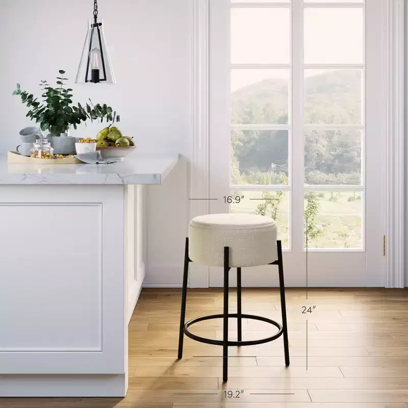 24 Isaac Upholstered Backless Barstool - Nathan James