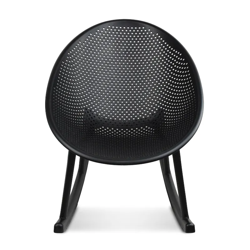 Mid-Century Modern Plastic Rocking Lounge Chair Plastic Legs with Breathable Perforated Egg Shaped Seat for Indoor/Outdoor Use