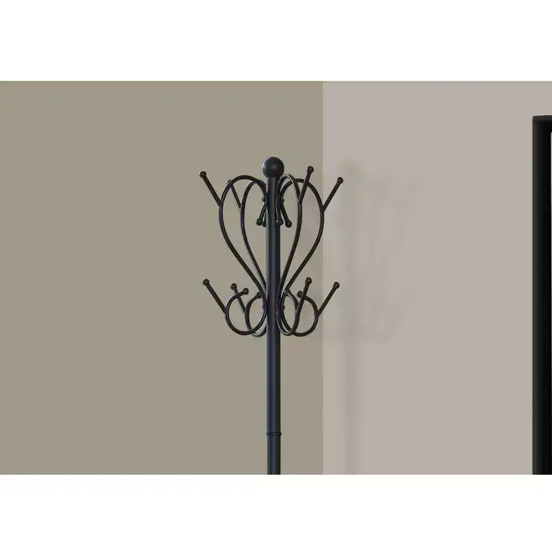 Metal Coat Rack 8 Hooks 2-Tier with Umbrella Holder 71''H