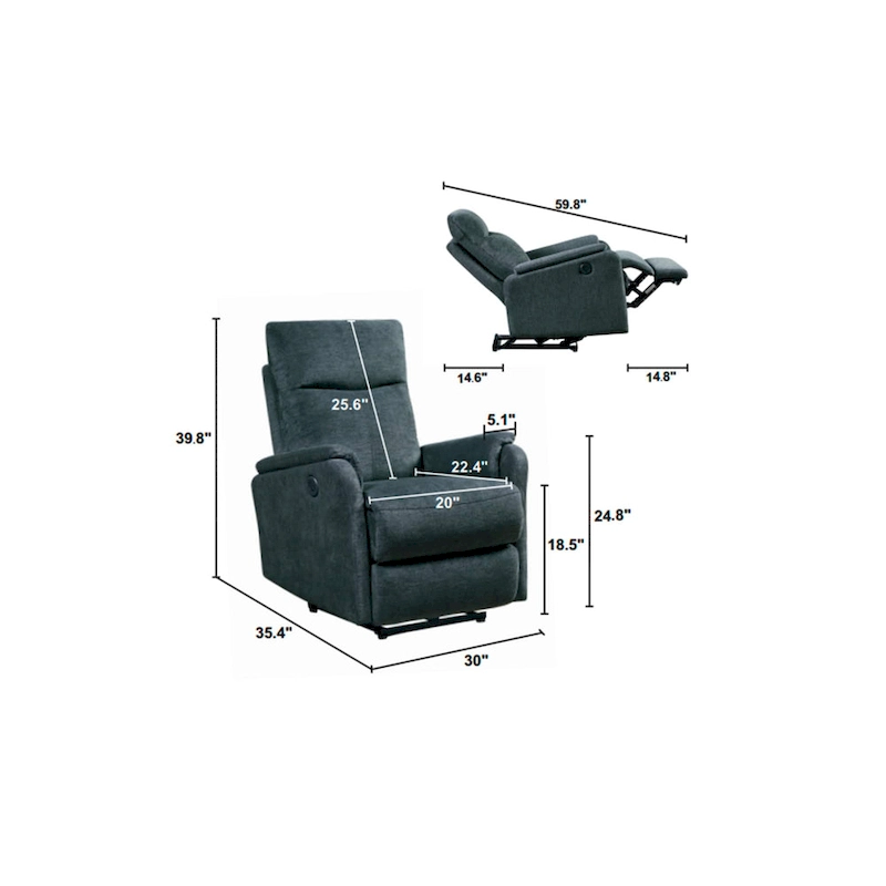 Christopher Knight Home - Hudson Power Recliner Chair with USB Charging