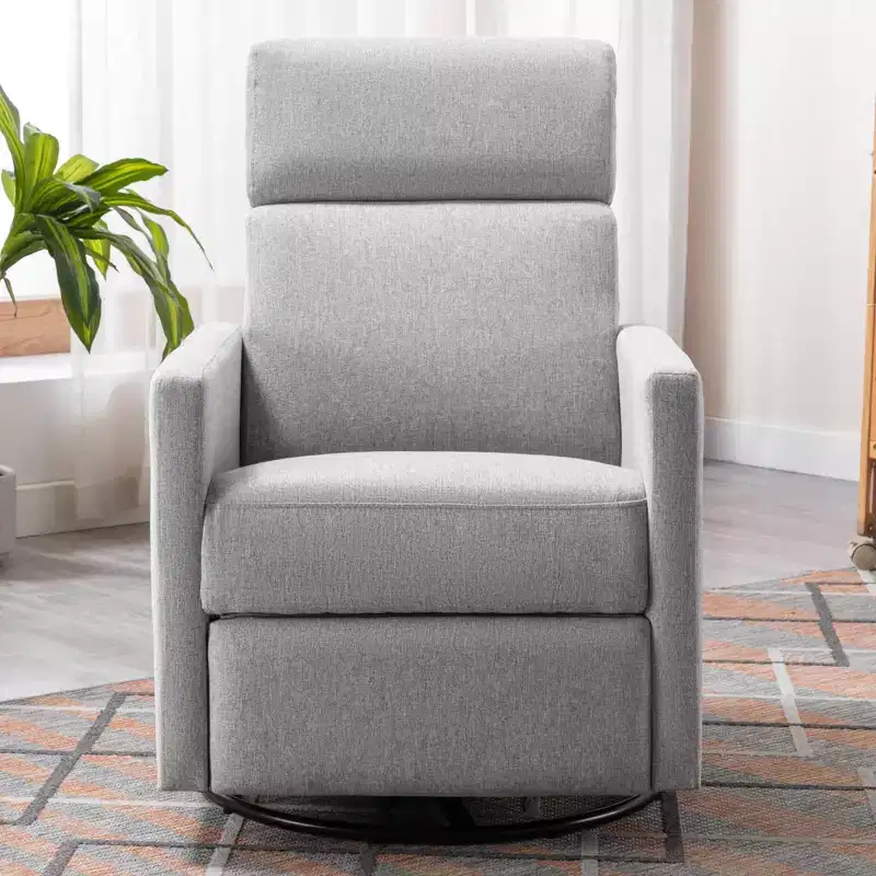 GDFStudio Peggy Modern Upholstered Rocker Nursery Chair with Plush Glider Swivel and Adjustable Recline