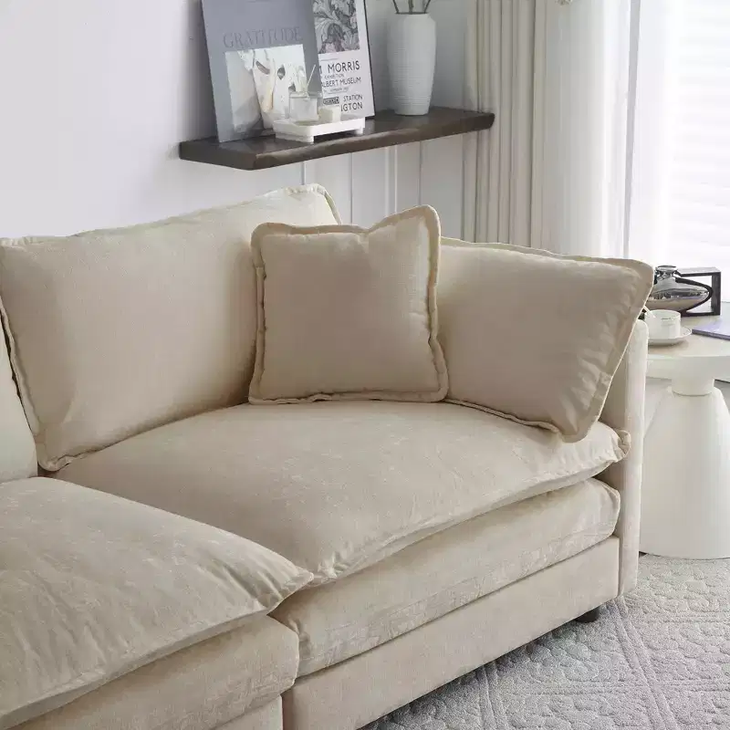 MAYEERTY Modern Loveseat Sofa Couch for Living Room Upholstered Deep 2 Sear Sofa with 4 Pillows for Living Room Beige