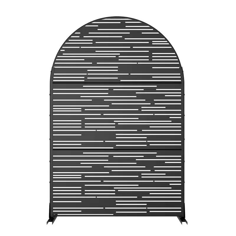 Black Arched Galvanized Steel Screen 183x120x40cm – A-Style