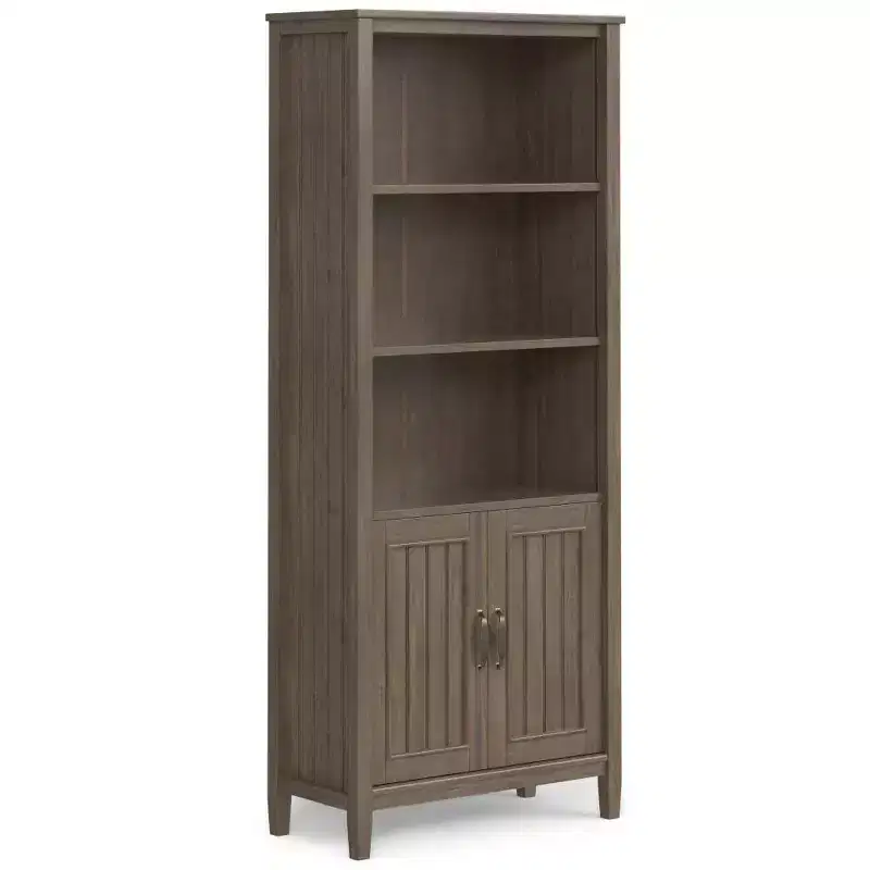 72" Rowan Bookcase Smoky Brown - Wyndenhall: Solid Hardwood, Adjustable Shelves, Storage Cabinet