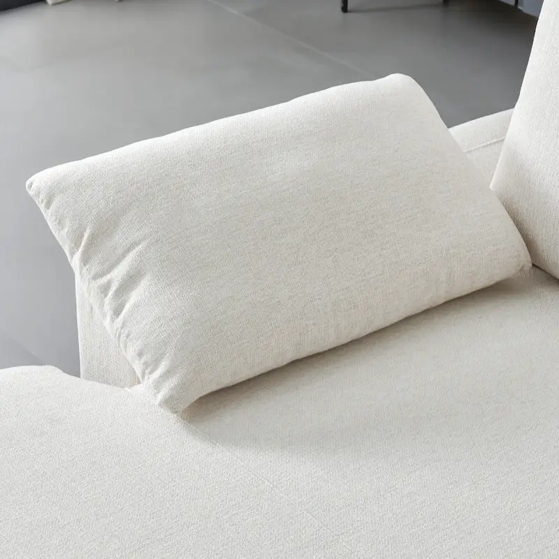 L-Shaped Linen Sectional Sofa with Chaise