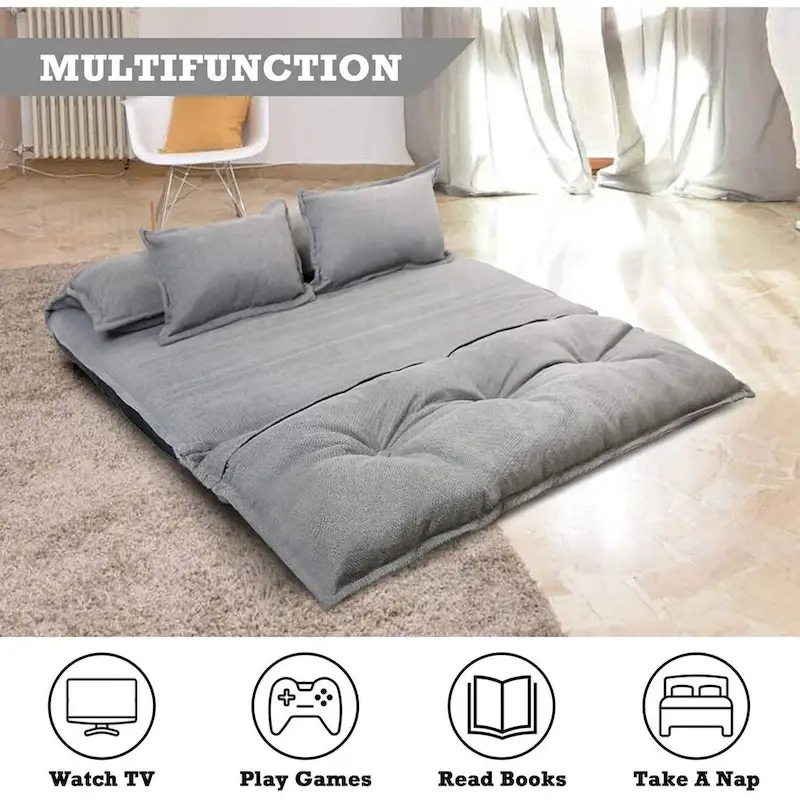 Modern Adjustable Ergonomic Fabric-Covered Sofa Bed Chair with Metal Frame