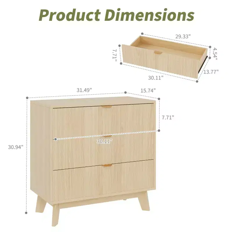 Modern Wood Storage Dresser Chest of Drawers for Bedroom, Hallway, Natural Oak