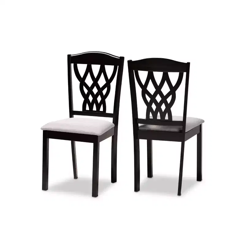 2pc Delilah Fabric Upholstered and Wood Dining Chairs - Baxton Studio