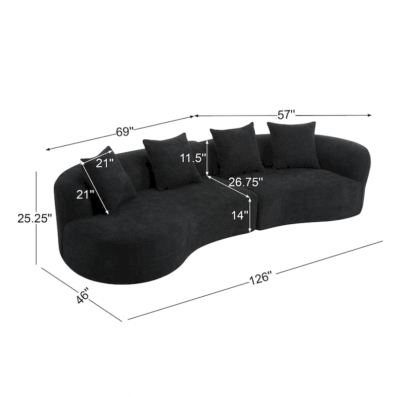 Christopher Knight Home - Linda Fabric Curved Sectional Sofa