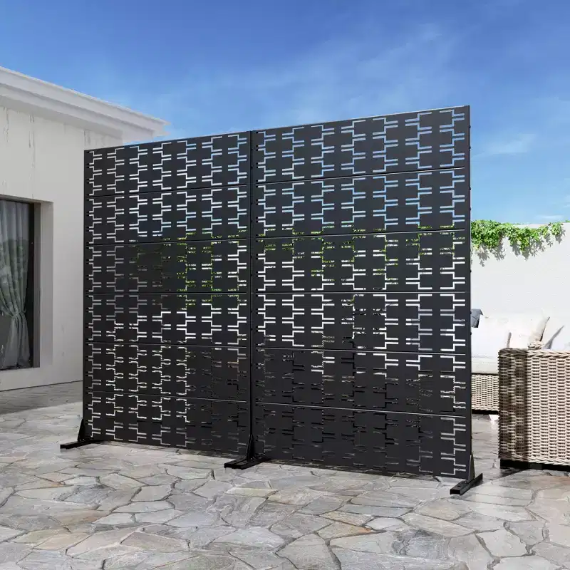Brick 01 Black Galvanized Steel Screen 183x120x40cm (6-Piece Set)
