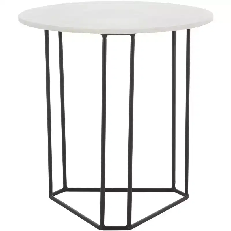 Eloblaire Round Accent Table - ACC4605A - White Marble/Black - Safavieh