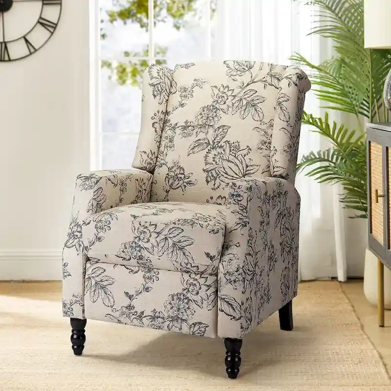 Damaris Mid-Century Modern Manual Pushback Recliner with Wingback Design by HULALA HOME