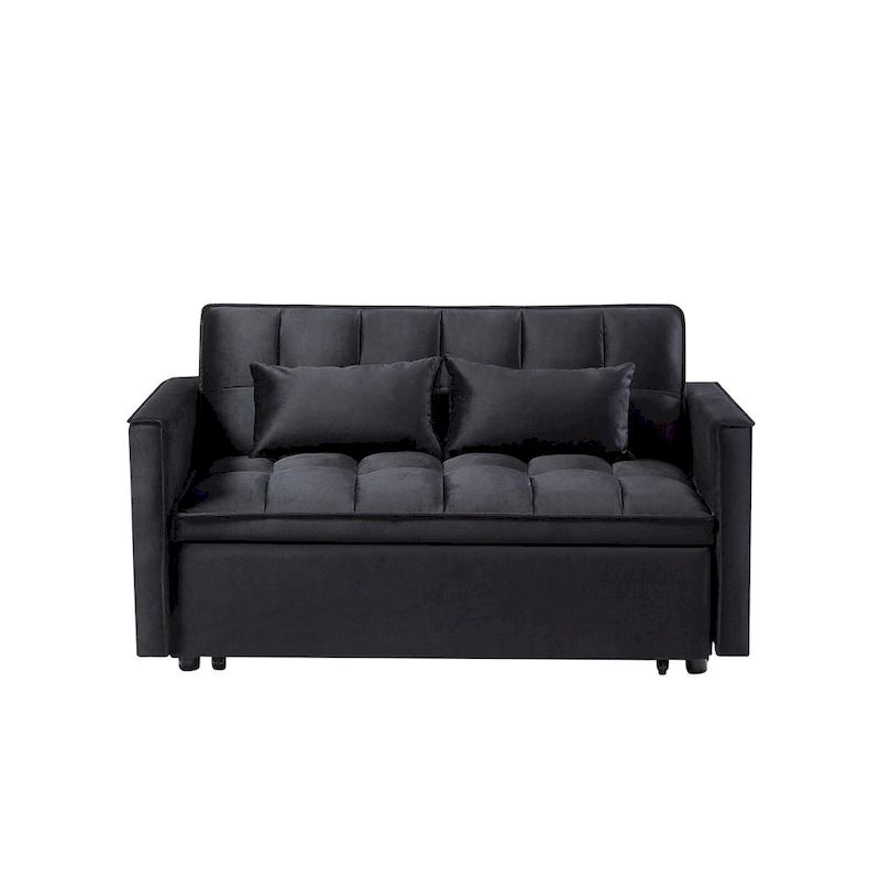 Modern Convertible Futon Sofa Bed,Adjustable Backrest,Armrest Holders