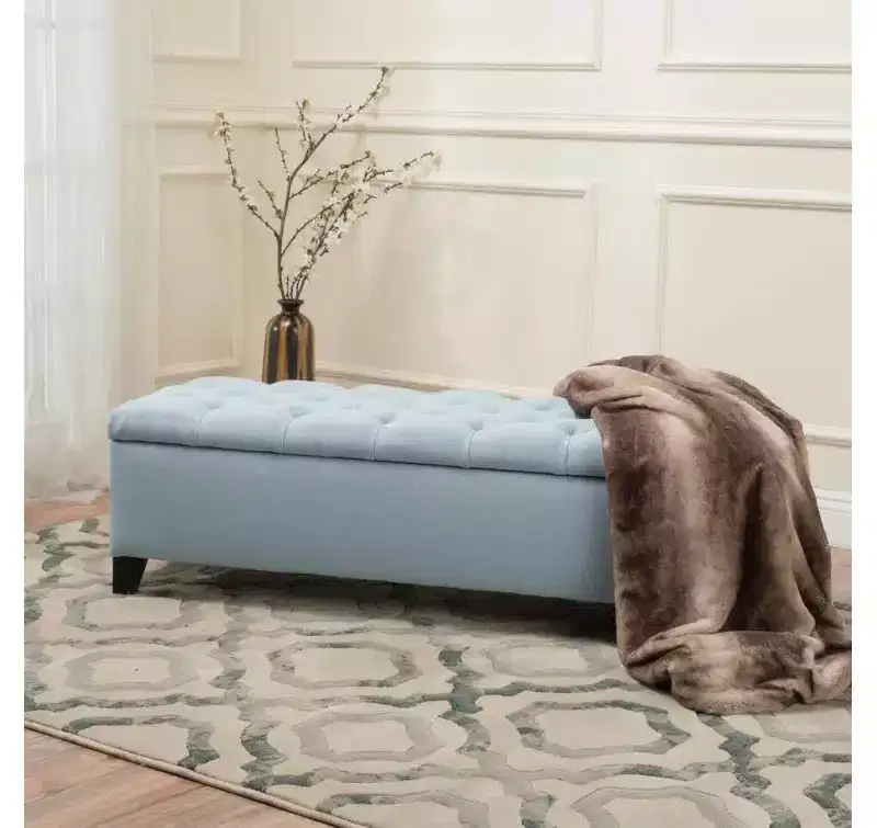 Okak Luxury Storage Ottoman Bench with Button-Tufted Upholstered Rectangular Long Storage Footrest Stool for Living Room,Entryway,Bedroom