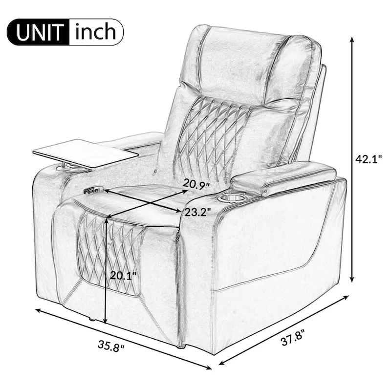 Power Motion Recliner with 2 Convenient Cup Holders
