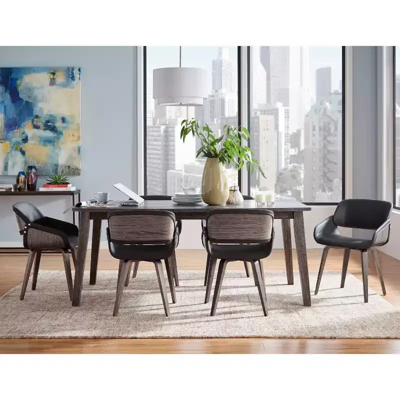 Callie Mid Century Modern Dining Table Gray: Scandinavian Style, Seats Six, MDF Wood, 66