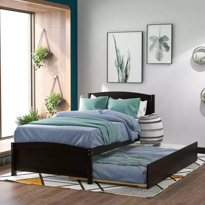 Twin Size Platform Bed with Trundle