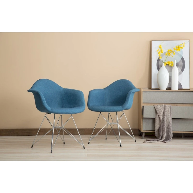 Porthos Home Upholstered Dining Armchairs w/ Metal Legs (Set of 2) - N/A