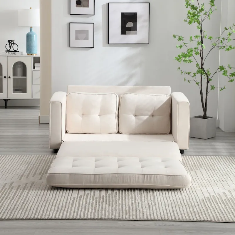 3 Fold Velvet Sofa,Convertible Sleeper Sofabed with Pull Out Couch Bed