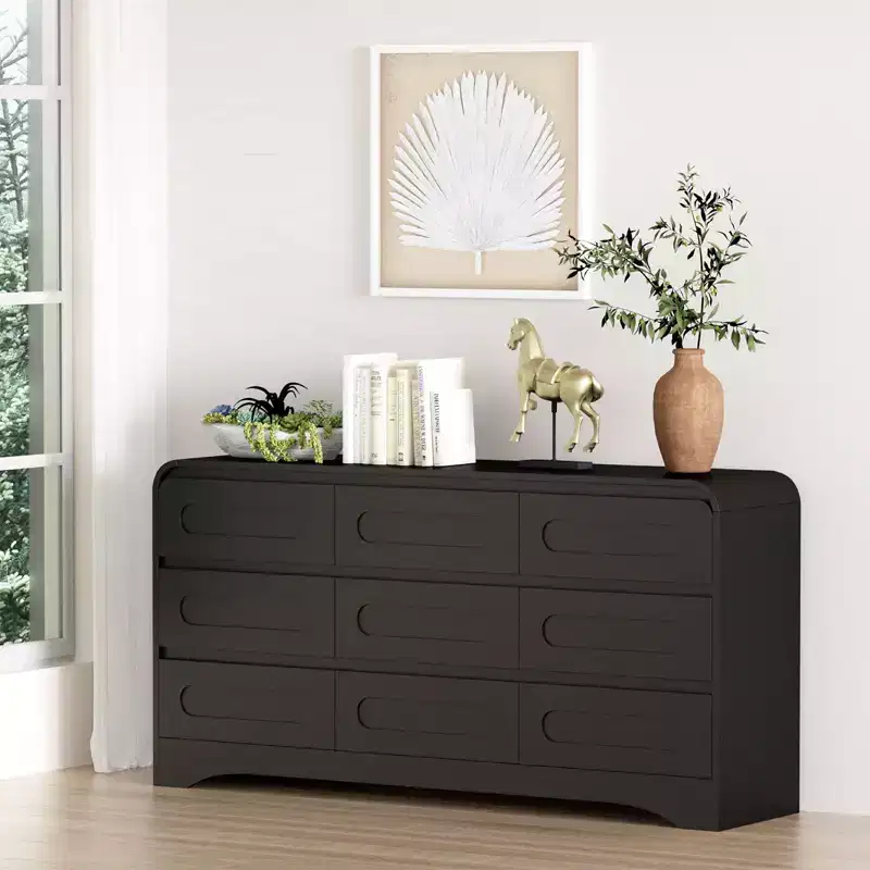 9 Drawers Dresser for Bedroom, 63 Wide Modern Dressers & Chest of Drawers with Pre-installed Slide