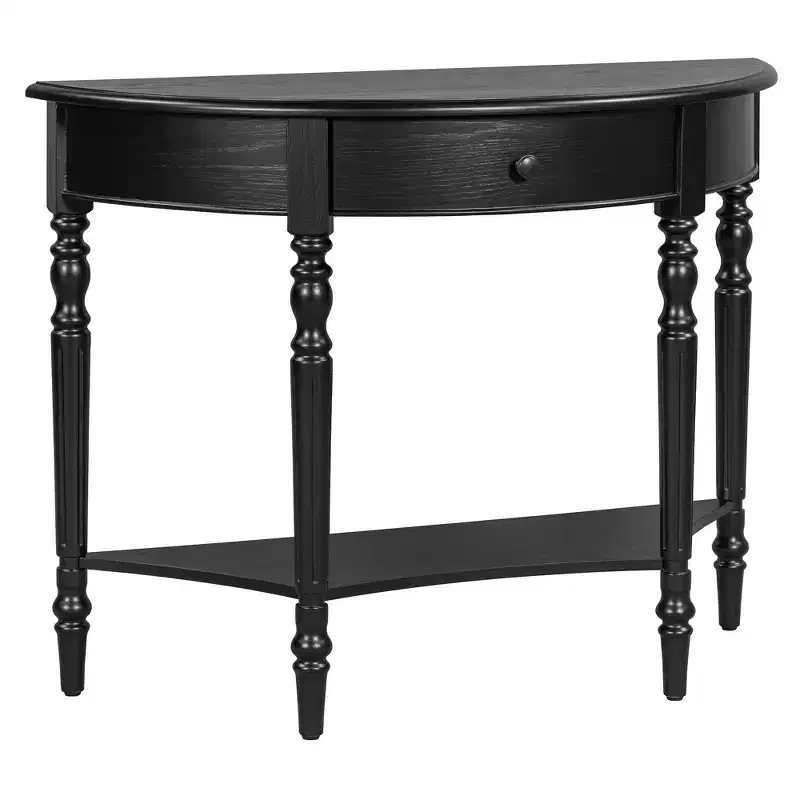 Polibi Farmhouse Crescent Entry Console with Drawer & Shelf