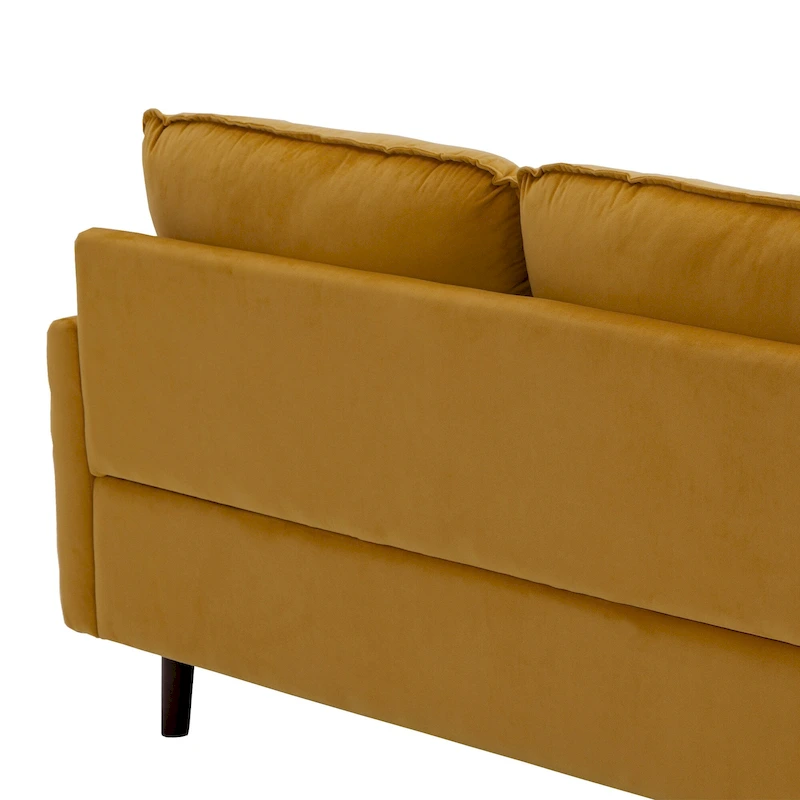 Modern Loveseat Velvet Wood Legs Sofa