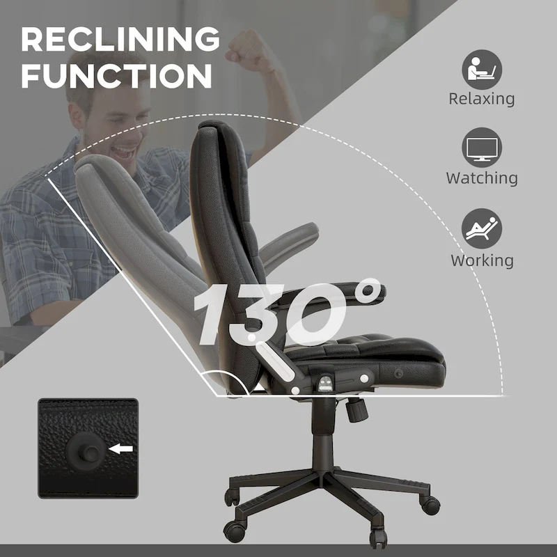 HOMCOM High Back Vibration Massage Office Chair with 6 Vibration Points, Beige