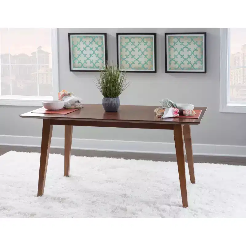 Clara Rectangular Dining Table - Rubberwood with Wood Veneer Top, Seats 6