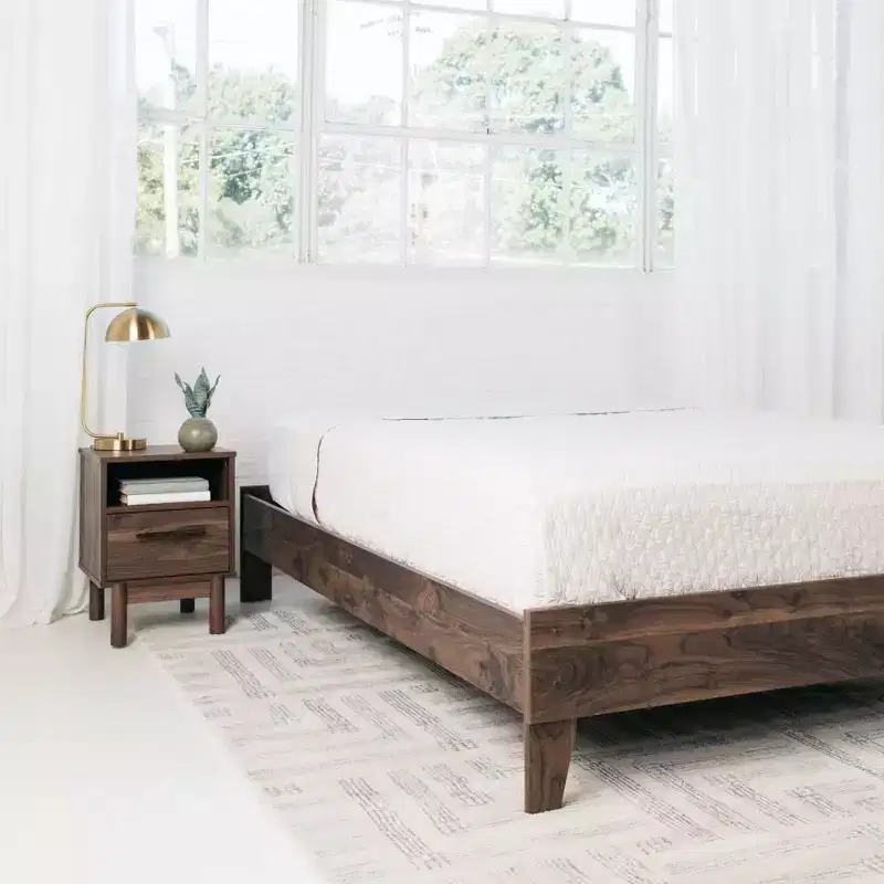 Wood Platform Bed Mocha Full/Queen