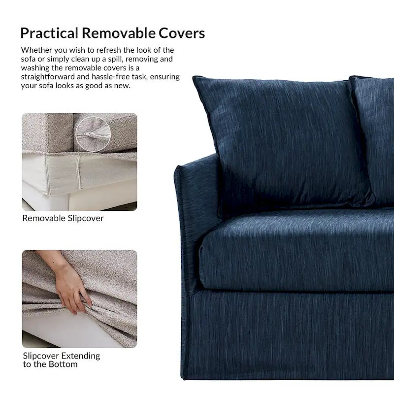 Gottfried 80 Slipcovered Sofa with Removable Cushions by HULALA HOME