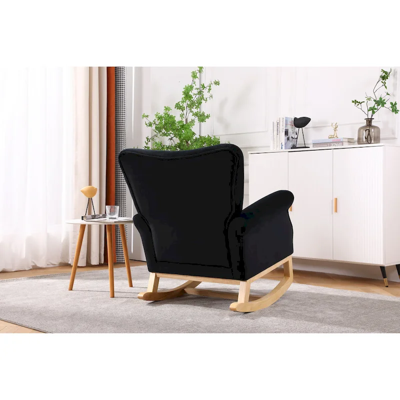 Tufted Rocking Chair with Wood Legs