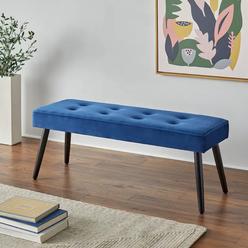 Mid-Century Upholstered Accent Bench