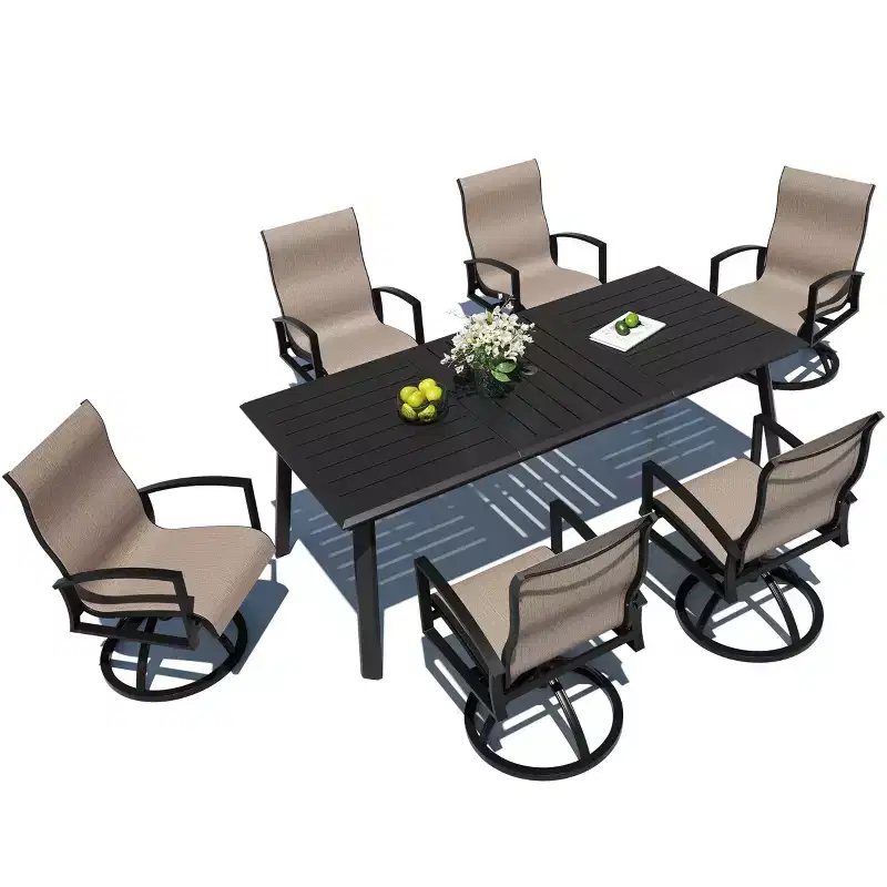 Crestlive Products Aluminum Outdoor Dining sets Patio Dining Table with Classic Semi-Round Armchairs for 6-10 People Outside