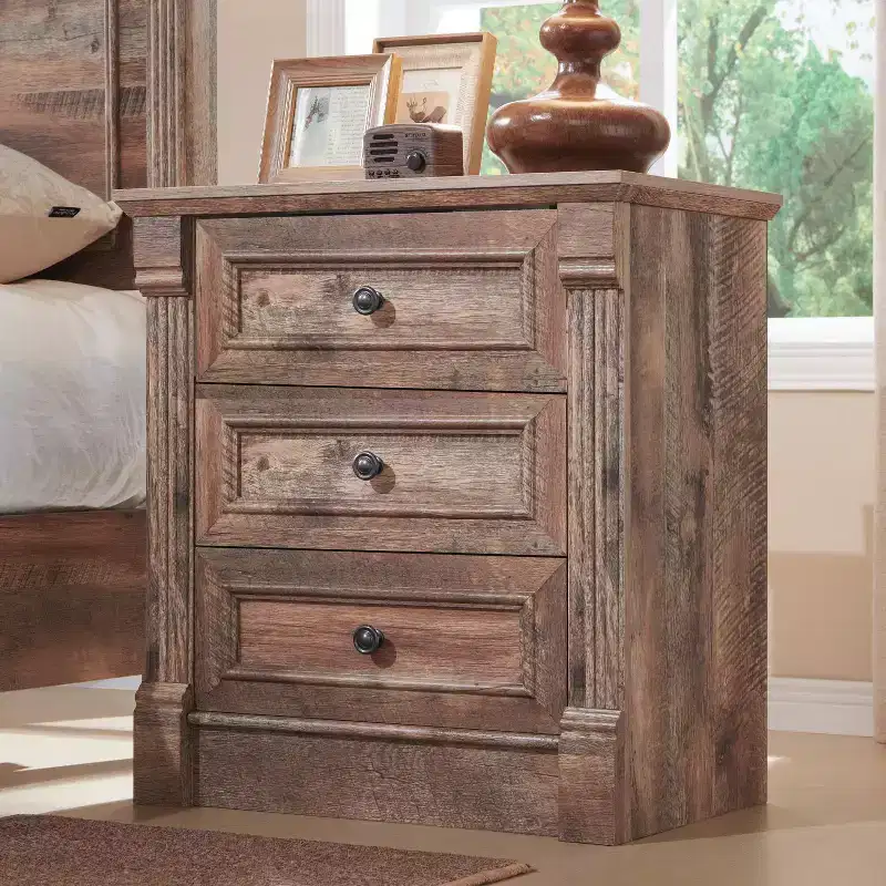 Mastgoal 26 Nightstand with Charging, 23.6 Farmhouse Wood Rustic Side Table & 3 Drawers