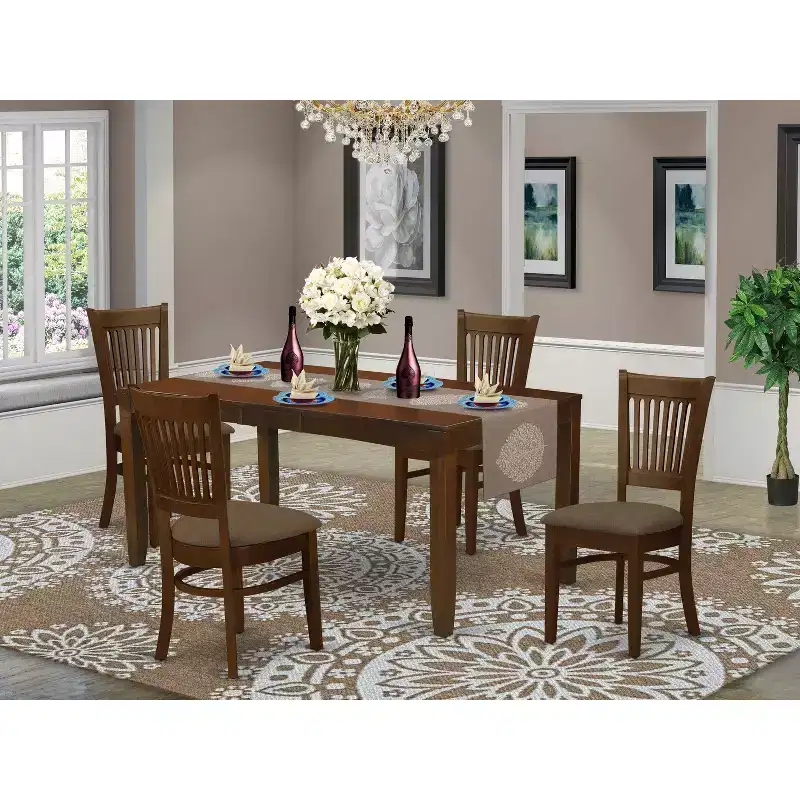 Belmont Dining Table with A 12In Leaf Table And Dinette Chairs, Espresso
