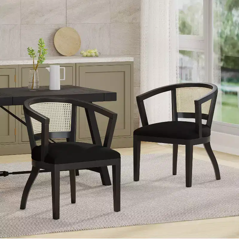 Christopher Knight Home Delwood Traditional Upholstered Rubberwood and Cane Dining Chairs (Set of 2)