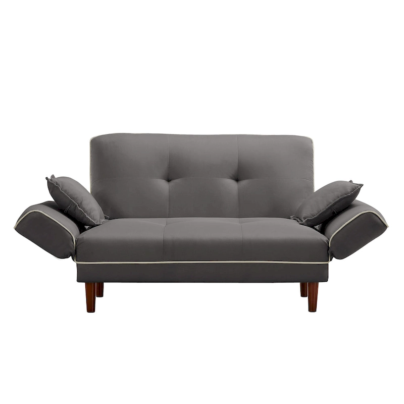 Multifunctional Sofa Bed Sleeper with 2 Pillows Beige Fabric