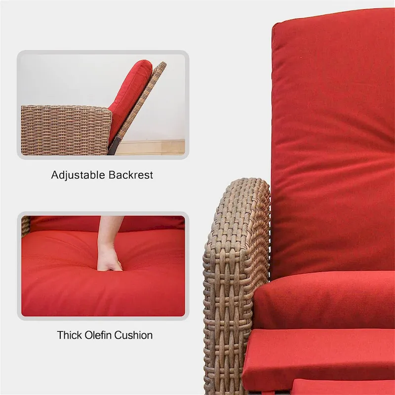 CUSchoice All-Weather Wicker Recliner with Cushion