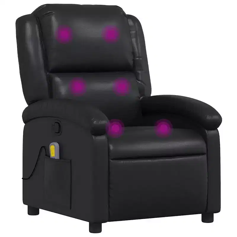 vidaXL Black Massage Recliner Chair - Adjustable Backrest & Footrest for Ultimate Relaxation