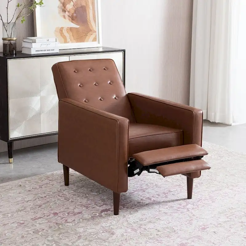 Mid-Century Modern Fabric Recliner Chair with Birch Legs by Christopher Knight Home