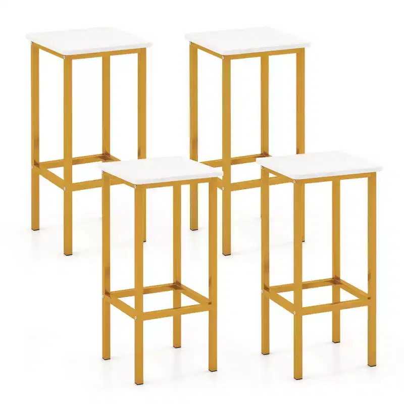 Costway 4 PCS 26Bar Stool Set with Metal Frame Footrest Backless Counter Height Stool Brown