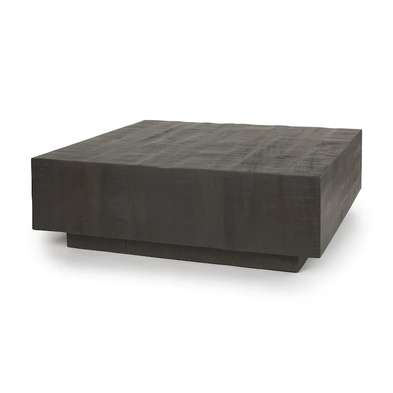 Square Floating Coffee Table, Solid Wood, Light Brown / Espresso, 1-Piece