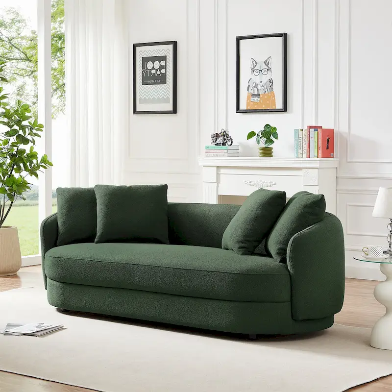 Haas Japandi Style Luxury Modern Boucle Fabric Curved Sofa