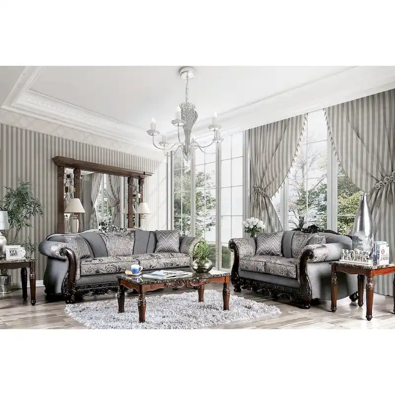 Dikic Traditional Chenille Upholstered Sofa by Furniture of America