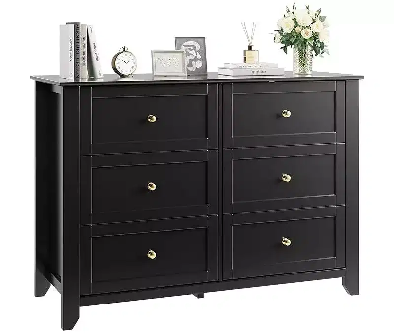 6 Drawer Dresser for Bedroom, 54 Wide Large Dresser with Deep Drawers & Metal Knobs, Modern Wooden Chests of Drawers for Entryway, Hallway