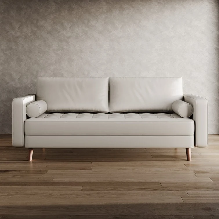 Stateside Upholstered Leather Square Arm Sofa Couch 70