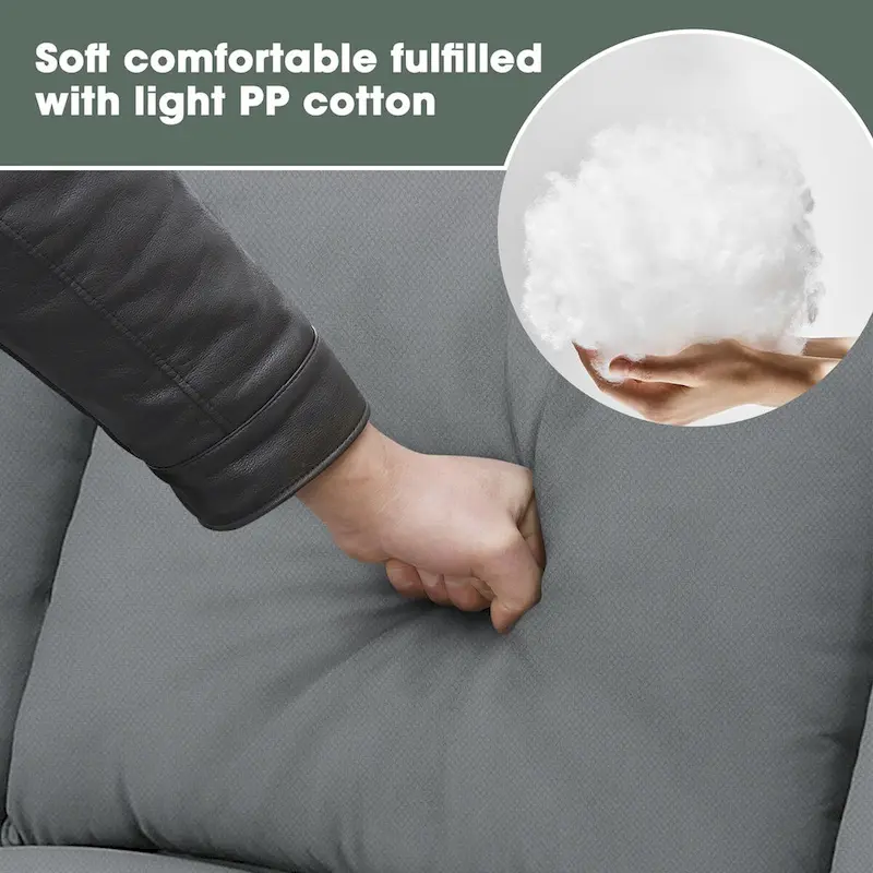 112-inch L-shaped 7-seat Modular Sectional Sofa with Ottoman and Three Pillows - 112W x 87D x 33H
