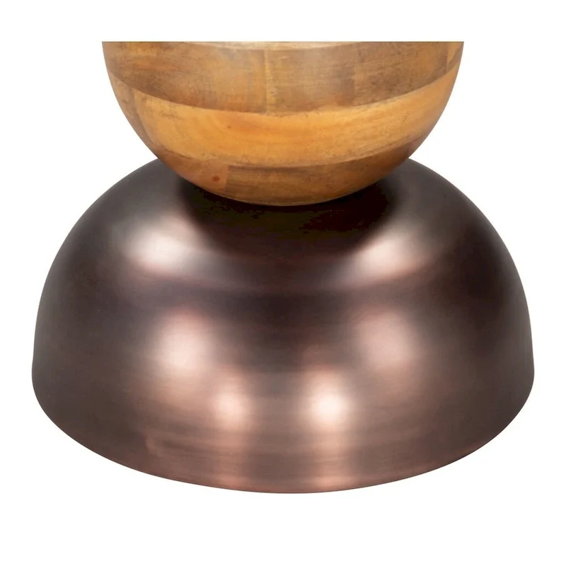 HomeRoots 20 Bronze and Brown Iron and Solid Wood Round Pedestal End Table - 14' X '20.3' X '14