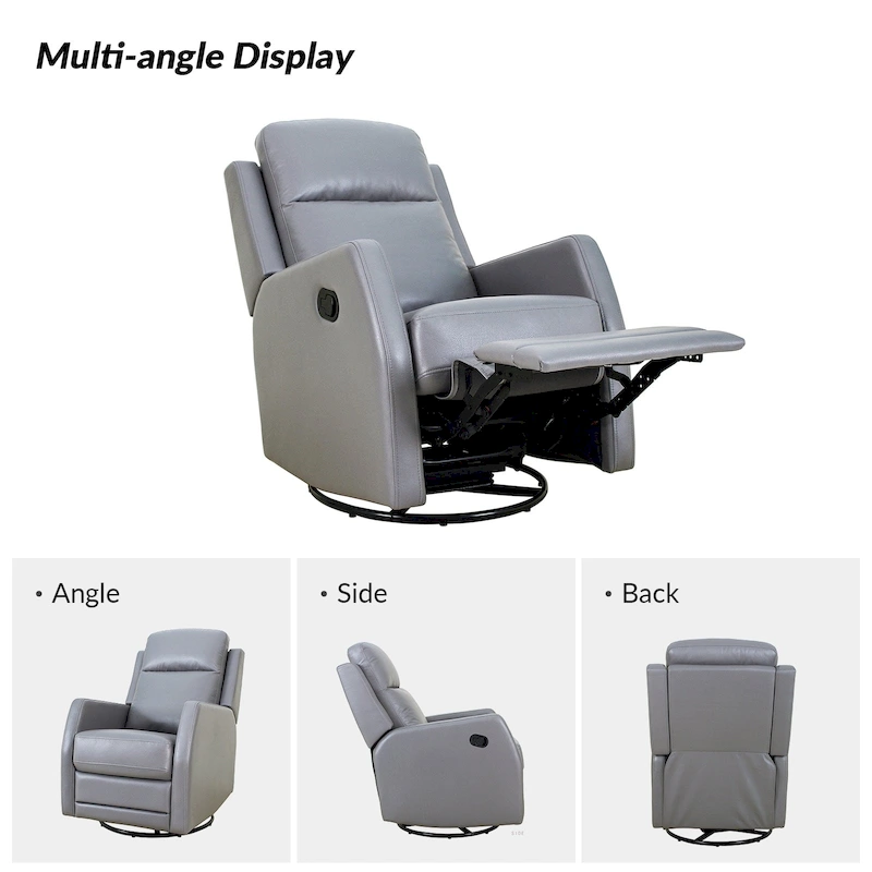Esteban Modern Faux Leather Manual Rocking Swivel Recliner with Wingback Set of 2