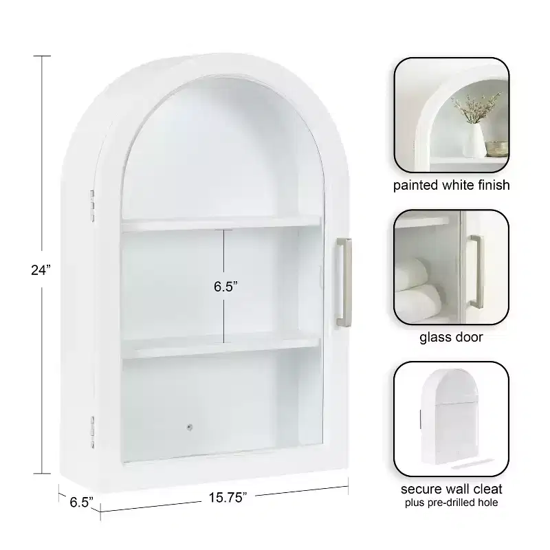 Arcott Arch Wall Cabinet, 16x7x24 White